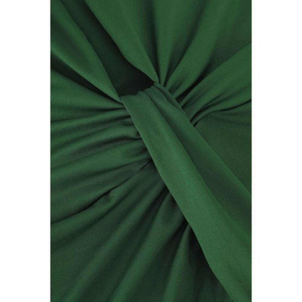 Micas Green Midi Dress Plunge Sleeveless Ruched Bodycon Party Cocktail Dress Xl - Picture 11 of 12